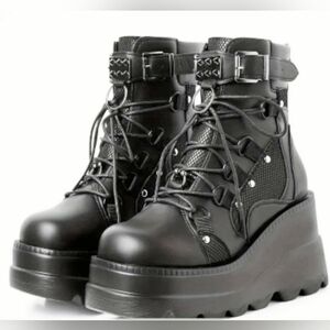 Platform Motorcycle Ankle Boots